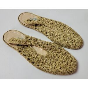 Vtg Gustave Fifth Avenue Gold Metallic Handmade Mules Sling Back Slippers 9" 7?